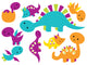 Cute Cool Baby Dino Wall Decal Sticker Set Wall Decal