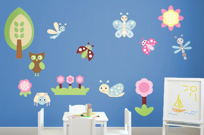 Garden Friends Nursery Wall Decal Sticker Set — Cute Animals for Baby Room