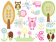 Baby Garden with Owls Wall Decal Sticker Set Wall Decal