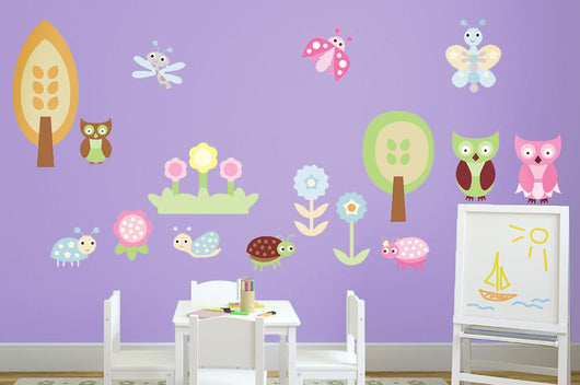 Baby Garden with Owls Wall Decal Sticker Set Wall Decal
