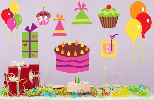 Pink Birthday Party Wall Decal Sticker Set Wall Decal