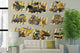 Construction Vehicles with Striped Wall Decal Sticker Set Wall Decal
