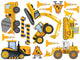 Super flat Construction Vehicles Wall Decal Sticker Set Wall Decal