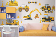 Super flat Construction Vehicles Wall Decal Sticker Set Wall Decal