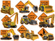 Construction Vehicles with Road Wall Decal Sticker Set Wall Decal