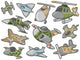 Cartoon Military Fighter Planes Wall Decal Sticker Set Wall Decal