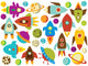 Baby Space Ships and Wall Decal Sticker Set Wall Decal