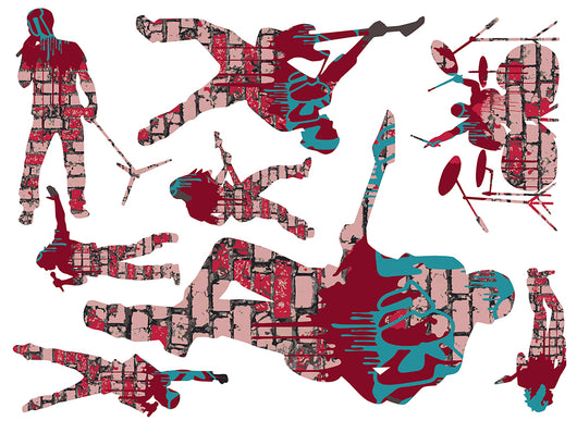 Graffiti Brick Rock Star Wall Decal Sticker Set Wall Decal
