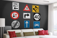 Assorted Road Signs Wall Decal Sticker Set Wall Decal