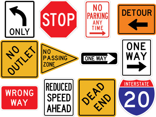 Assorted Street Sign Collection Wall Decal Sticker Set