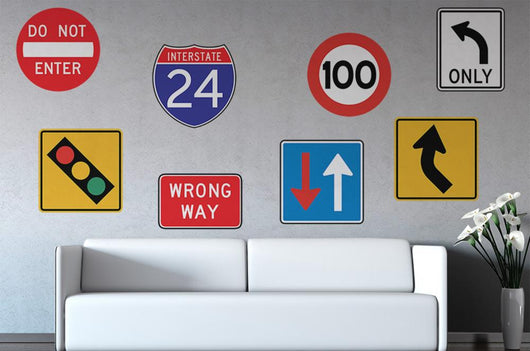 Assorted Street Signs Wall Decal Sticker Set Wall Decal