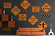 Construction Road Signs Wall Decal Sticker Set Wall Decal
