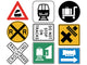 Railroad Signs Wall Decal Sticker Set Wall Decal