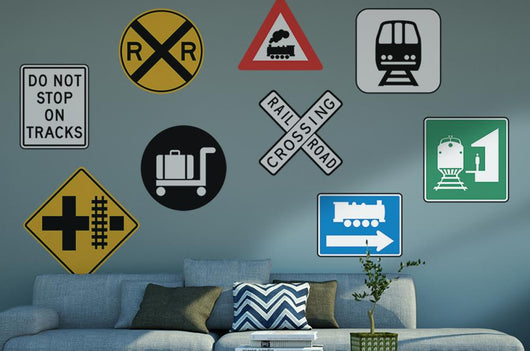 Railroad Signs Wall Decal Sticker Set Wall Decal
