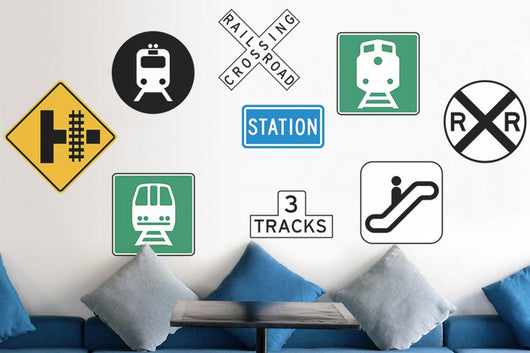 Train Station Signs Wall Decal Sticker Set Wall Decal