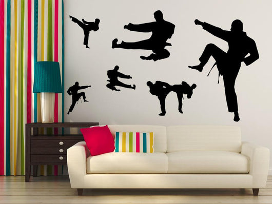 Karate Silhouettes Wall Decal Sticker Set Wall Decal