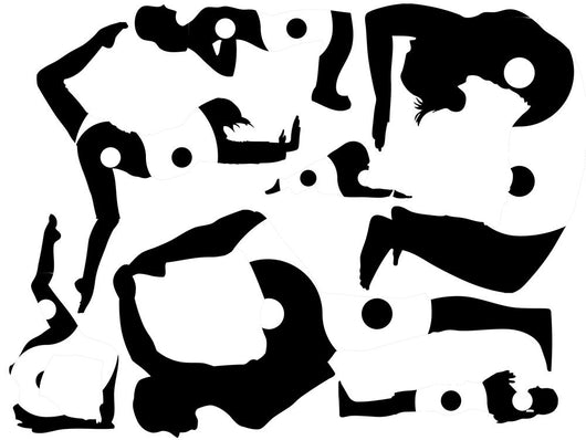 Black white Assorted Yoga Silhouettes Wall Decal Stickers Wall Decal
