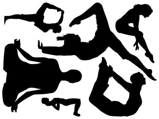Assorted Yoga Silhouettes Wall Decal Stickers