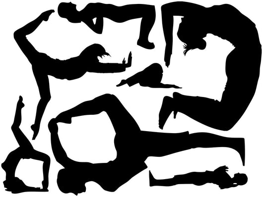Assorted Yoga Silhouettes Wall Decal Stickers