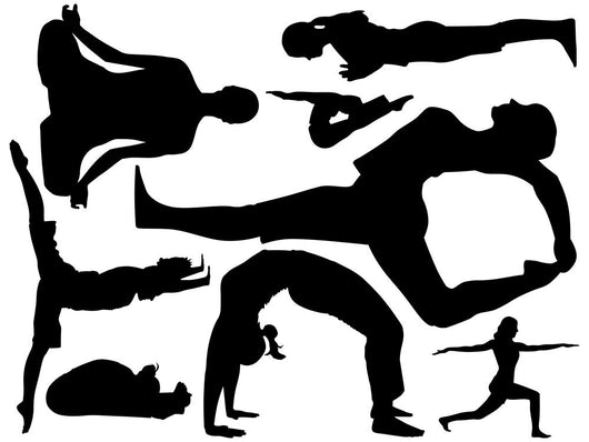Assorted Yoga Silhouettes Wall Decal Stickers