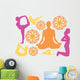 Warm Colorful Yoga Silhouettes Wall Decal