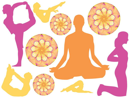 Warm Colorful Yoga Silhouettes Wall Decal