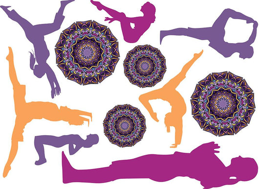 Warm Colorful Yoga Silhouettes Wall Decal