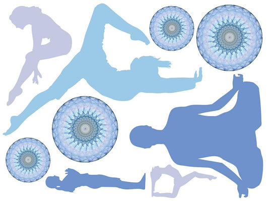 Cool Colorful Yoga Silhouettes Wall Decal Stickers Wall Decal