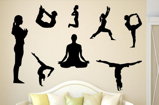 Assorted Yoga Silhouettes Wall Decal