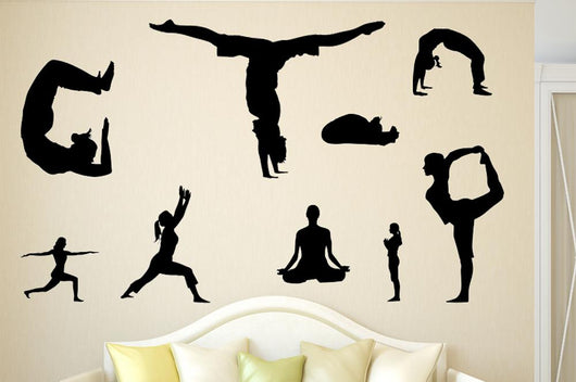 Assorted Yoga Silhouettes Wall Decal