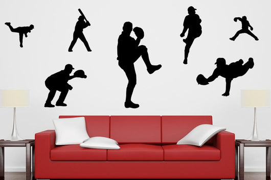 Black Baseball Silhouettes Wall Decal Sticker Set Wall Decal