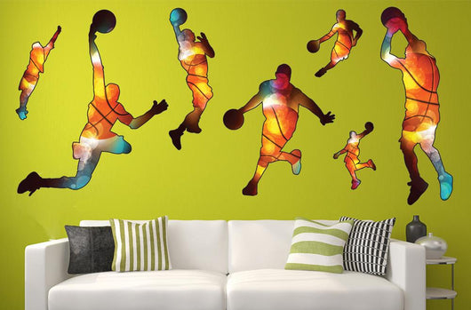 Patterned Basketball Silhouettes Wall Decal Sticker Set Wall Decal