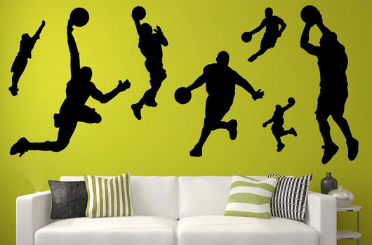 Black Basketball Silhouettes Wall Decal Sticker Set Wall Decal
