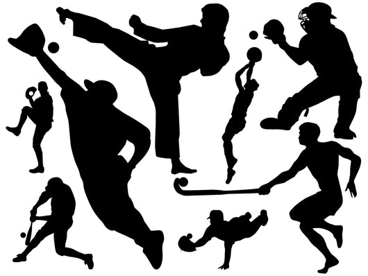 Black Assorted Sports Silhouettes Wall Decal Sticker Set