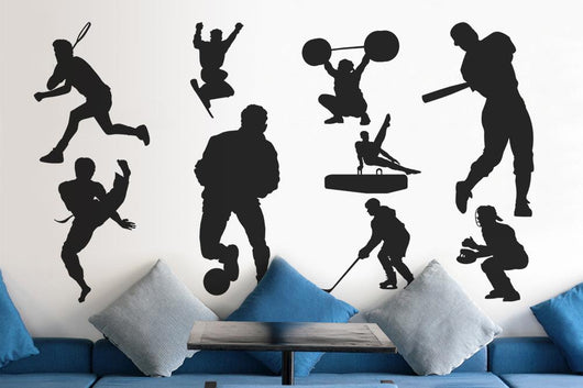 Black Assorted Sports Silhouettes Wall Decal