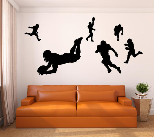 Black Football Silhouettes Wall Decal Sticker Set Wall Decal
