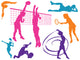 Colorful Girls Sports Silhouettes Wall Decal Sticker Set Wall Decal