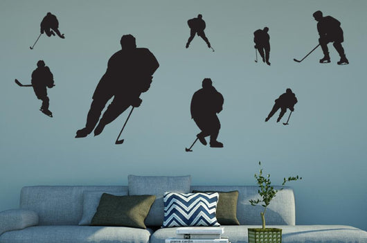 Assorted Ice Hockey Silhouettes Wall Decal Sticker Set Wall Decal