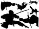 Assorted Ninja Silhouettes Wall Decal Sticker Set Wall Decal