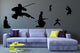Assorted Ninja Silhouettes Wall Decal Sticker Set Wall Decal