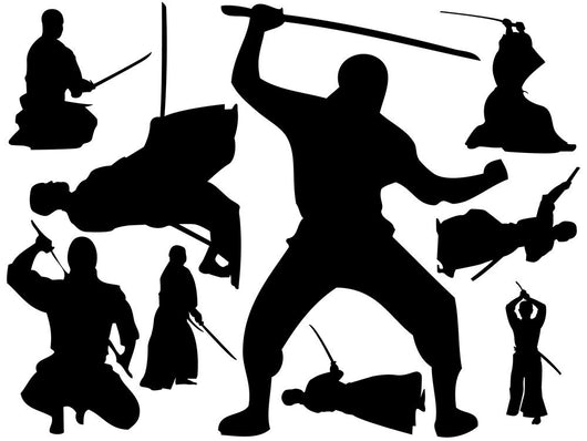 Assorted Ninja Samurai Silhouettes Wall Decal Stickers Wall Decal