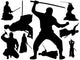 Assorted Ninja Samurai Silhouettes Wall Decal Stickers Wall Decal