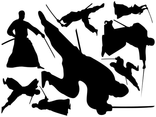 Assorted Silhouettes Samurai Ninja Wall Decal Stickers