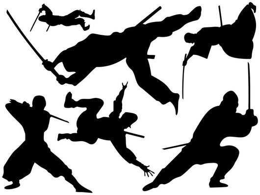 Assorted Silhouettes Samurai Ninja Wall Decal Stickers
