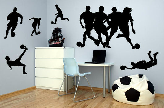 Black Soccer Silhouettes Wall Decal Sticker Set Wall Decal