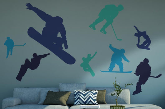 Colorful Winter Sports Silhouettes Wall Decal Sticker Set Wall Decal