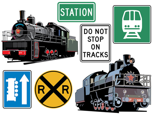 Black Train Wall Decal Sticker Set Wall Decal - WallMonkeys.com ...