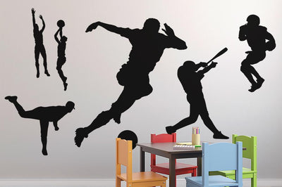 Black Assorted Sports Silhouettes Wall Decal Sticker Set