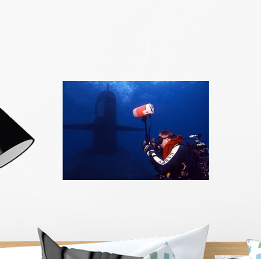 Underwater Photographer Takes Photos Wall Decal