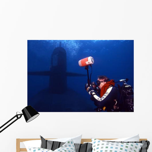 Underwater Photographer Takes Photos Wall Decal